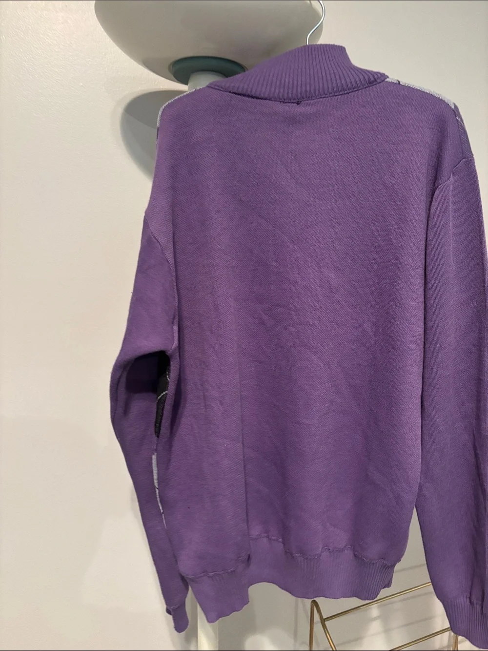 Purple Argyle Quarter-Zip Sweater